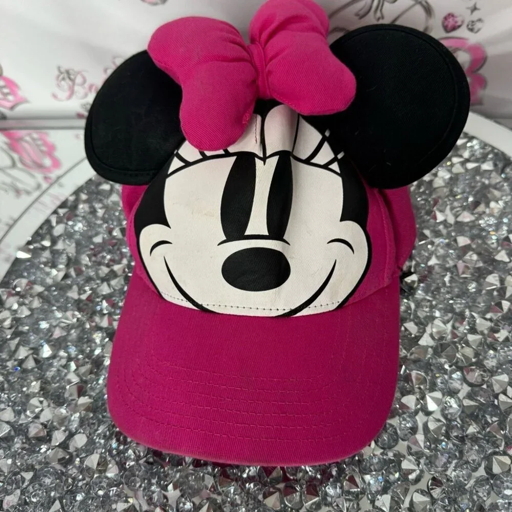 Hat Minnie Mouse 100 pink black white with ears mouse 3D girls kids hat ball cap